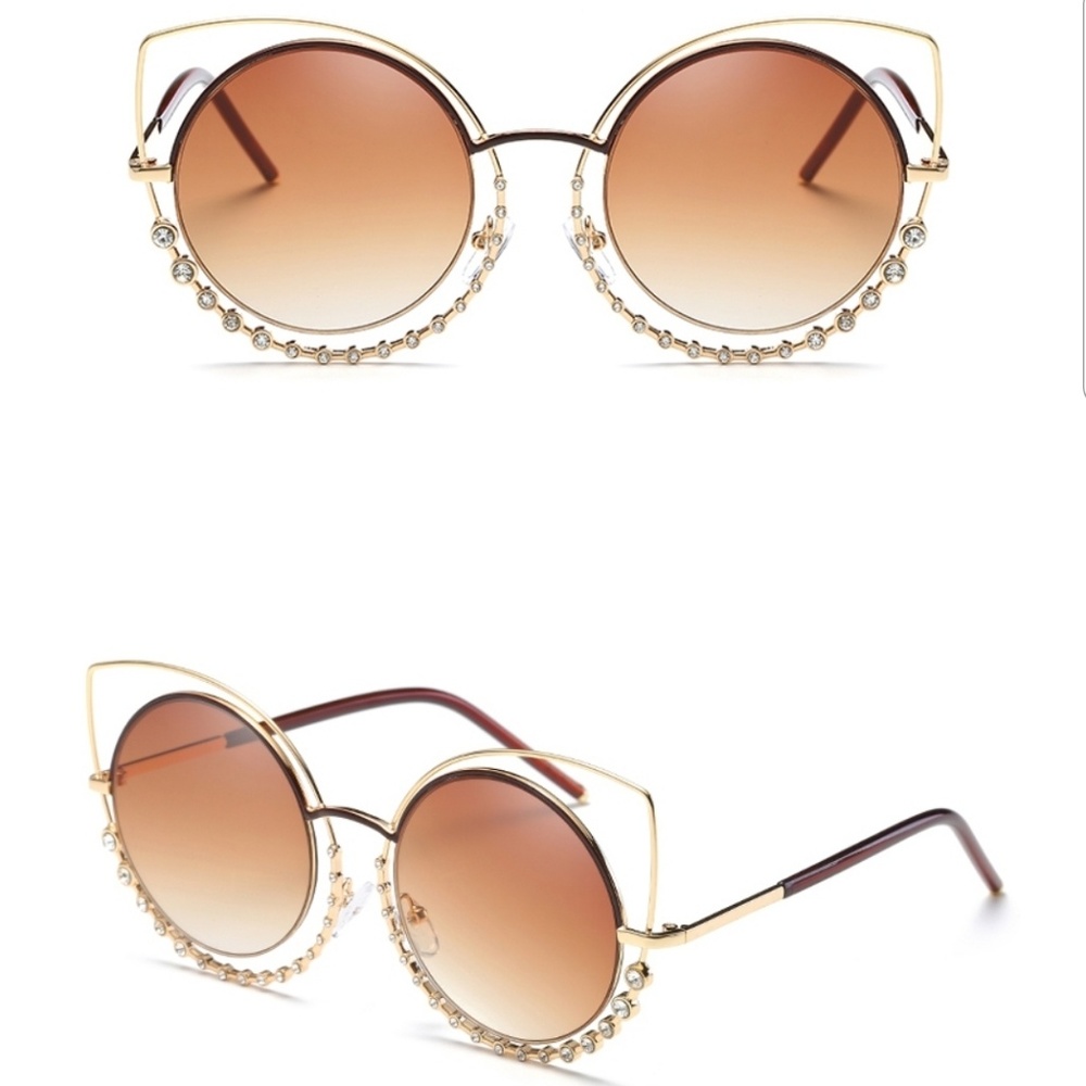 New 🎅 Luxury Rhinestone Cateye Sunglasses - Picture 4 of 8